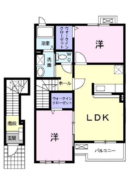 鈴鹿市稲生塩屋のアパートの間取り