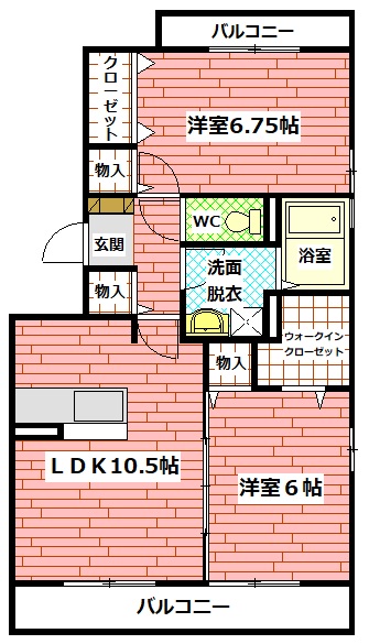 広島市安佐南区西原のアパートの間取り