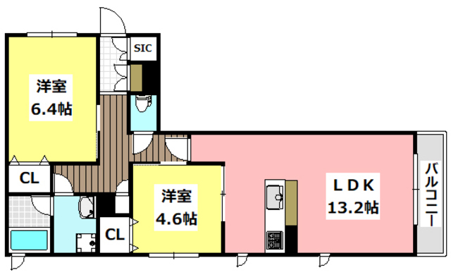 【茨木市南春日丘のアパートの間取り】