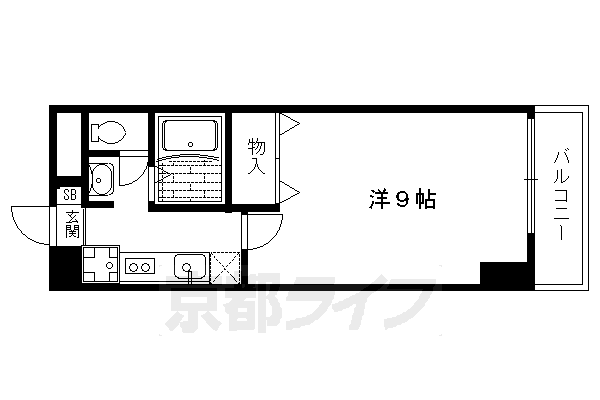 京都市北区紫竹東桃ノ本町のマンションの間取り