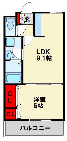 北九州市若松区東二島のアパートの間取り