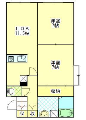 ブルージュ拾弐番館の間取り