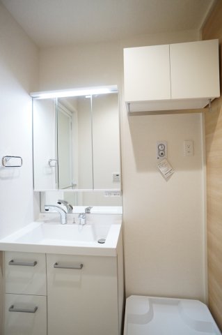 洗面設備　シャンプードレッサー♪洗濯機はもちろん室内！収納棚もございま