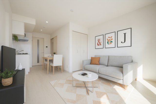 居室・リビング　※CG画像によるバーチャルステージングです。 画像に付帯して