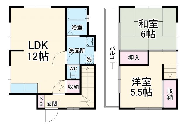 グリーンライン 川和町駅 徒歩17分 2階建 築60年の間取り写真