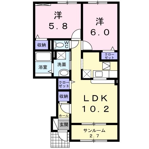 富山地鉄本線 越中荏原駅 徒歩11分 2階建 築13年の間取り写真