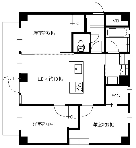 広島市中区大手町のマンションの間取り