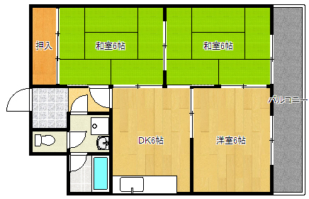 広島市西区横川町のマンションの間取り