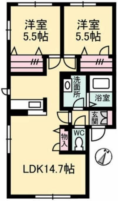 廿日市市宮内のアパートの間取り