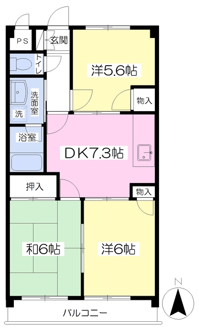 松山市鴨川のマンションの間取り