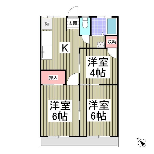 神奈川県相模原市中央区上溝（アパート）の賃貸物件の間取り