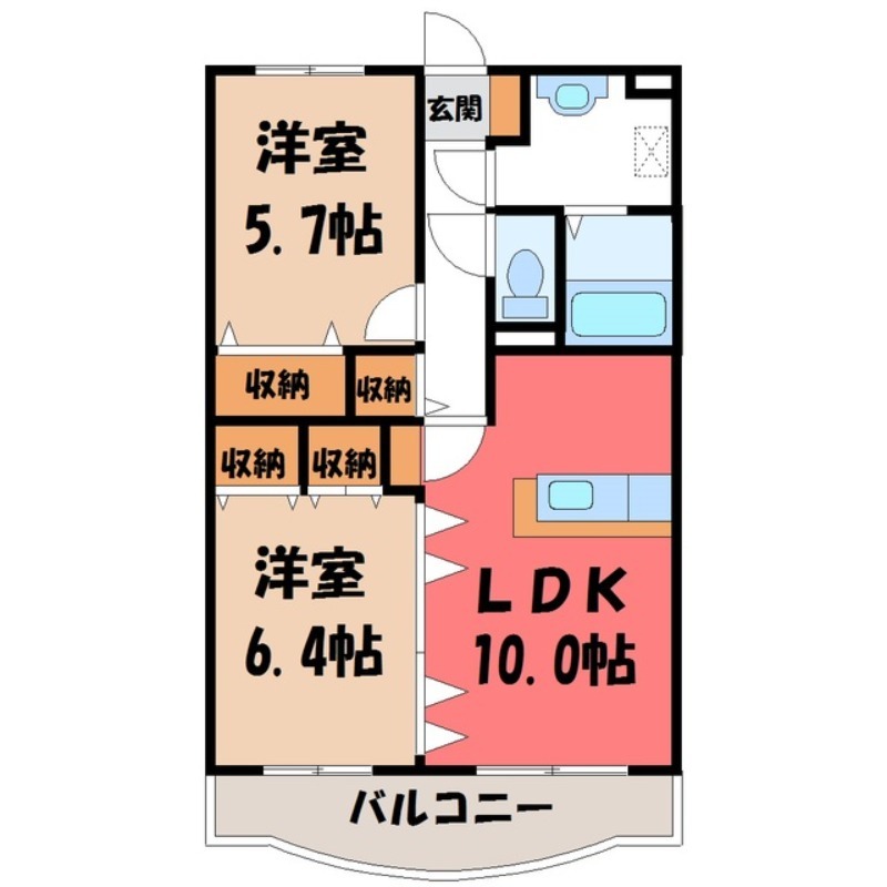 宇都宮市上戸祭町のマンションの間取り