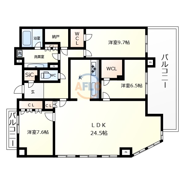 大阪市天王寺区上汐のマンションの間取り