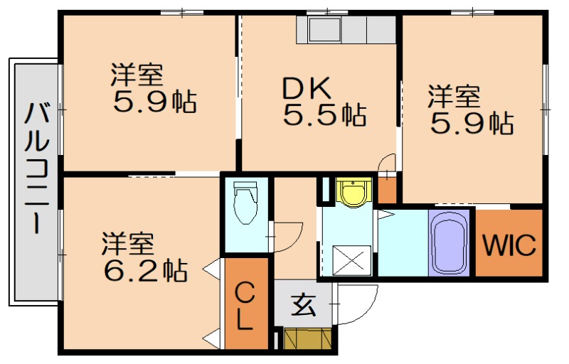 糟屋郡志免町大字吉原のアパートの間取り