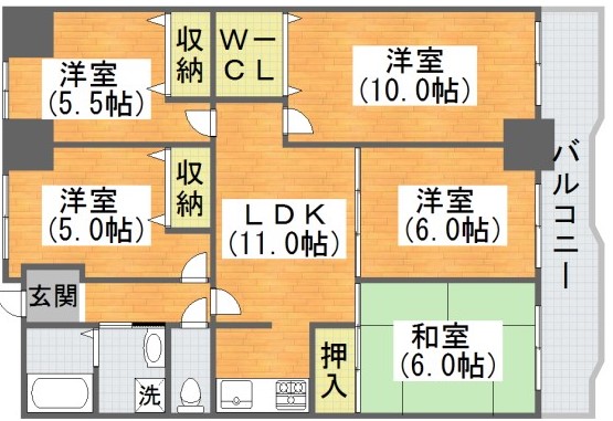 大阪市平野区平野北のマンションの間取り