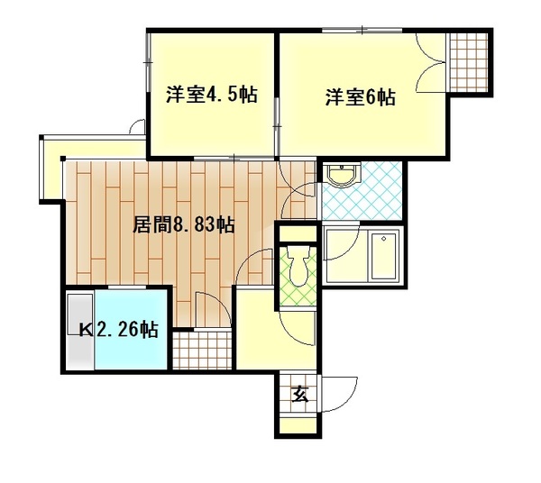 旭川市五条西のアパートの間取り