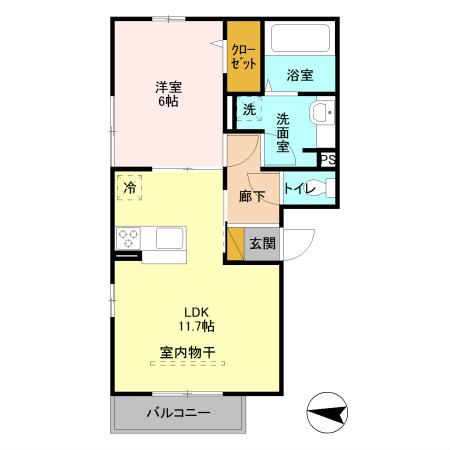 越谷市蒲生旭町のアパートの間取り