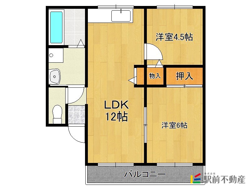 小郡市津古のアパートの間取り