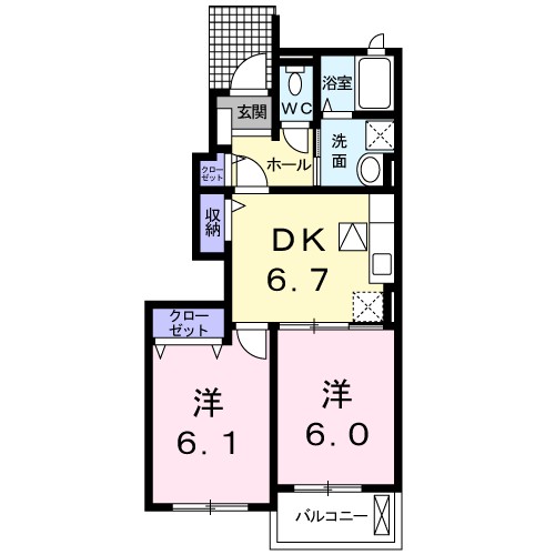 出雲市小山町のアパートの間取り