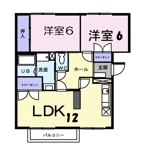 広島市安佐南区伴東のアパートの間取り