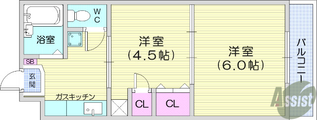 仙台市太白区向山のマンションの間取り