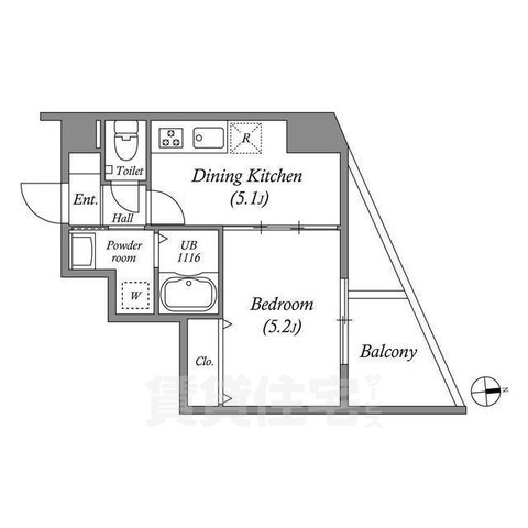 京都市右京区西京極浜ノ本町のマンションの間取り