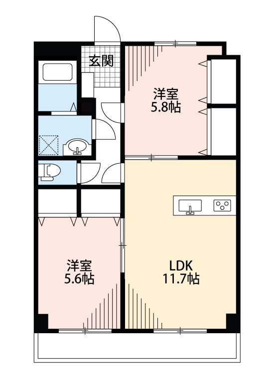 熊本市中央区島崎のマンションの間取り