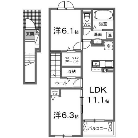 邑楽郡大泉町大字寄木戸のアパートの間取り