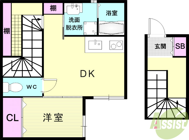 芦屋市呉川町のアパートの間取り