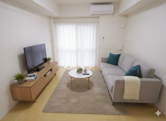 居室・リビング　家具備品はCGによるイメージで、実際の物件には含まれません