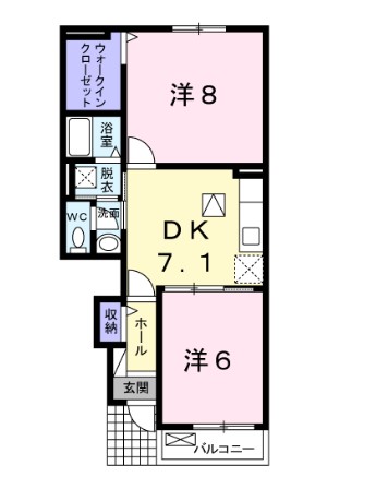 久留米市北野町高良のアパートの間取り