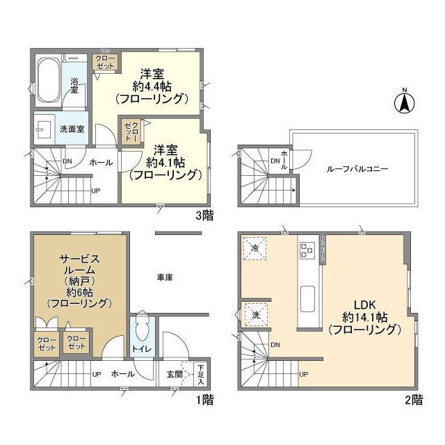 神奈川県川崎市中原区苅宿（一戸建）の賃貸物件の間取り