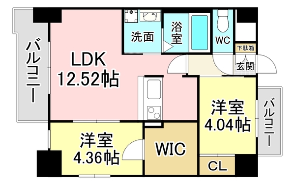 北九州市小倉北区古船場町のマンションの間取り