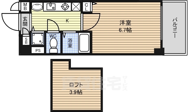 名古屋市西区那古野のマンションの間取り