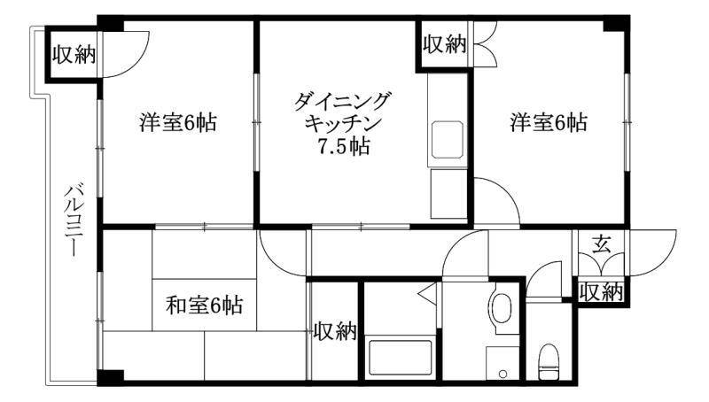 太陽山越ビルの間取り