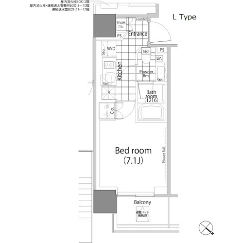 港区赤坂のマンションの間取り