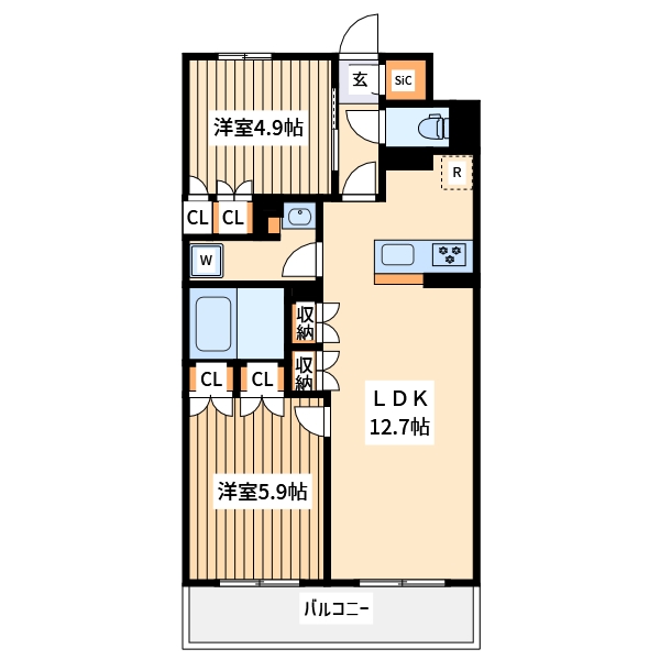 昭島市中神町のマンションの間取り