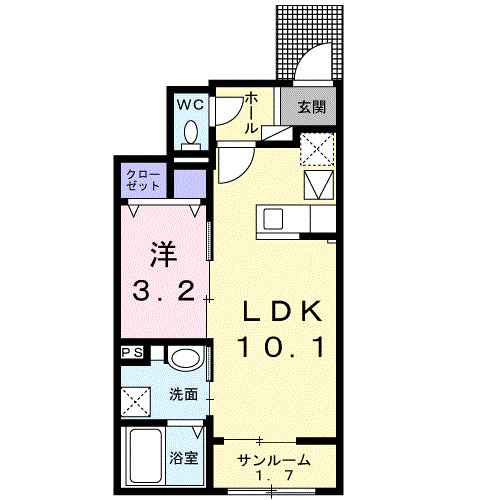 高松市屋島西町のアパートの間取り