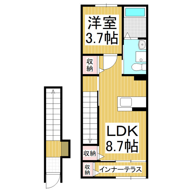 塩尻市大字塩尻町のアパートの間取り