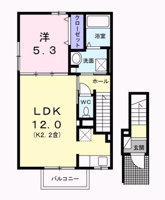 青梅市藤橋のアパートの間取り