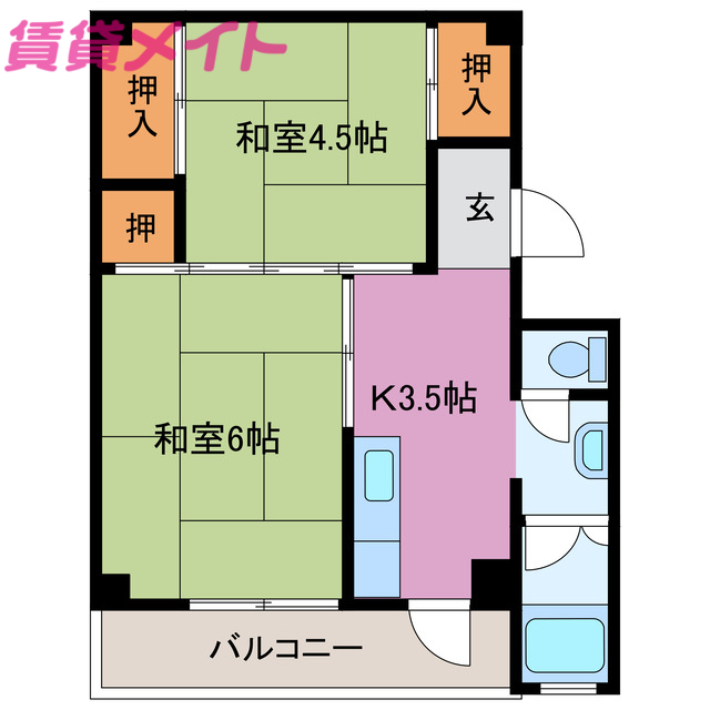 鳥羽市大明東町のマンションの間取り