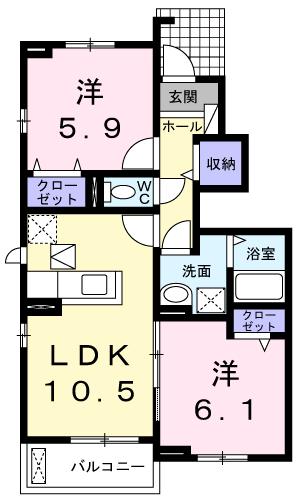 青梅市大門のアパートの間取り