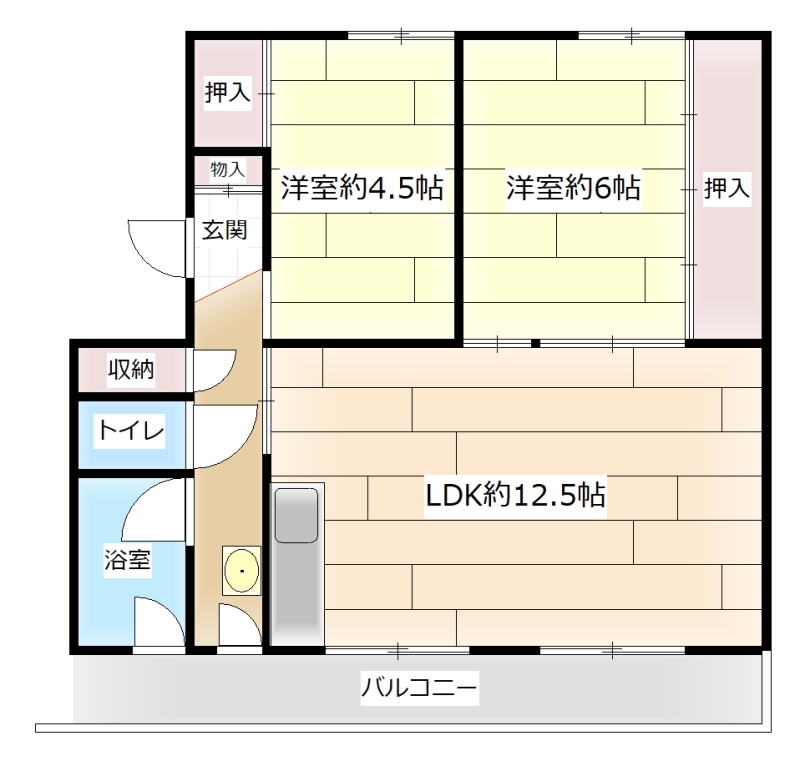 岩見沢市栗沢町由良のマンションの間取り