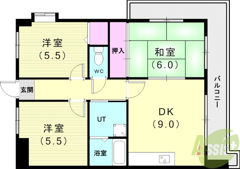 明石市魚住町住吉のマンションの間取り