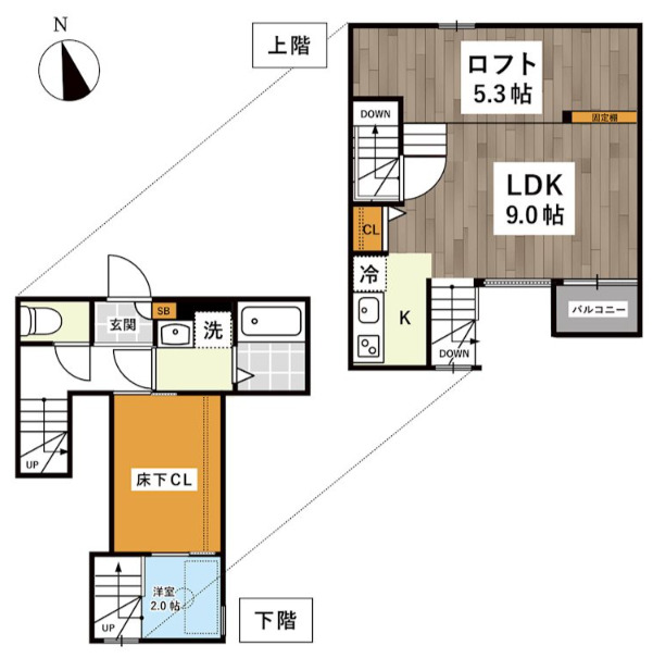 熊本市中央区薬園町のアパートの間取り