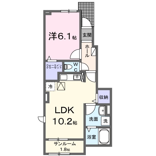 雲南市木次町下熊谷のアパートの間取り