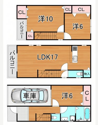 雲井通3丁目貸家の間取り写真