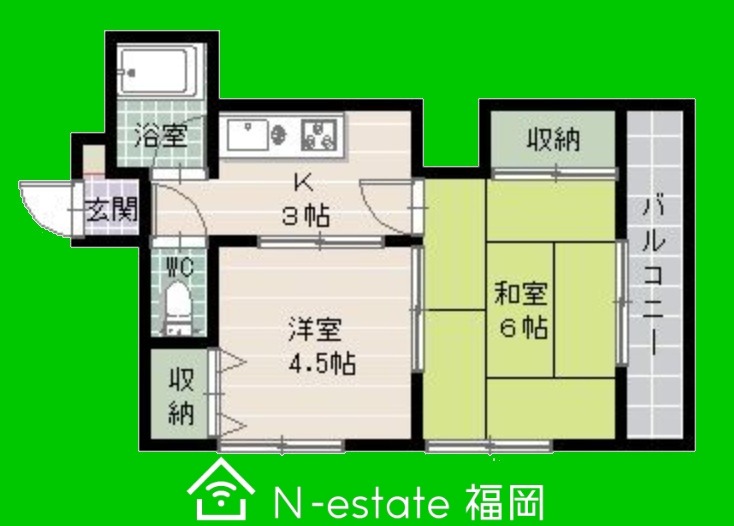地下鉄空港線 室見駅 徒歩2分 3階建 築39年の間取り写真