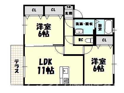 ＪＲ香椎線 酒殿駅 2階建 築21年の間取り写真