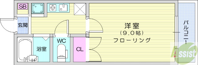 仙台市青葉区北根のマンションの間取り